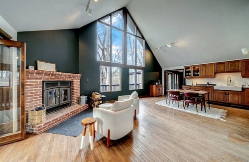 The Woods Cabin | Upscale Cabin with Fire Pit and Pool Access for a Family Trip to Berkeley Springs State Park