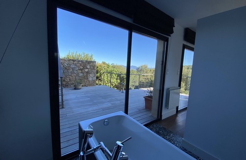 Portigliolo Villa | Villa - panoramic view of the Sanguinaires - swimming pool