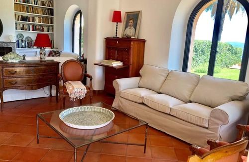 Porto Ercole Villa | Villa Pimpinnacolo: A splendid garden with swimming pool and breathtaking views