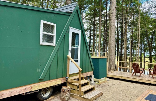 Mariaville Cabin | Vintage Downeast Airstream + Tiny House A-Frame Cabin near Acadia, Fabulous View