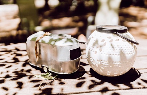 Gnaw Bone RV Rental | Vintage wood camper in Brown County