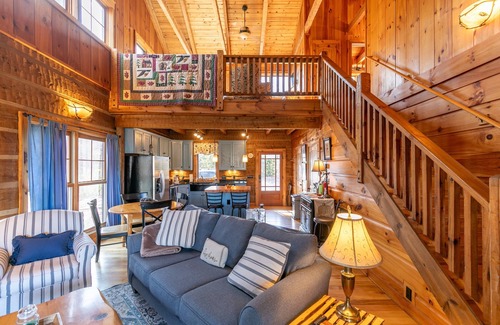 Boone Cabin | Walk in the Clouds - Rustic Cabin with Hot Tub, Outdoor fireplace, Fenced Dog Area