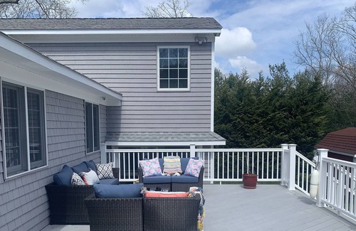Lincoln Square Apartment | Walk or ride to beach and town from Sag Harbor village home