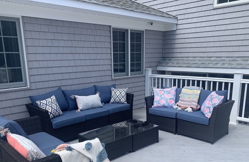 Lincoln Square Apartment | Walk or ride to beach and town from Sag Harbor village home