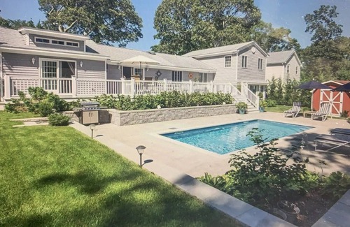 Lincoln Square Apartment | Walk or ride to beach and town from Sag Harbor village home