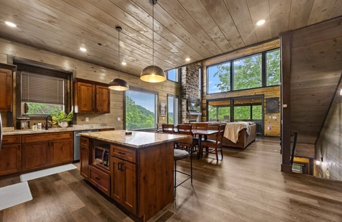 Sevierville Cabin | Wandering Moose- Indoor pool, Playground, Firepit, Game room, Playhouse