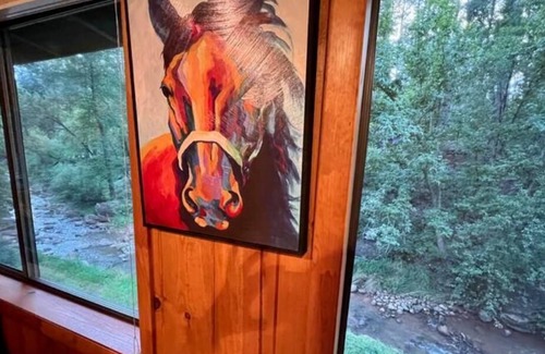 Kohls Ranch Cabin | Waterfront luxurious midcentury Log cabin