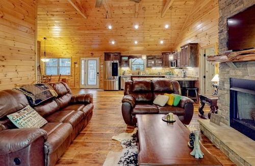 Tarheel House | Waterfront upgraded home with 2 fireplaces, firepit, large decks, hammock, & AC