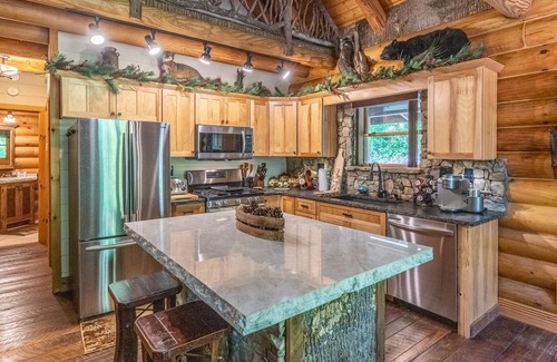 Tuckasegee Cabin | Whispering Forest - Luxury, Custom Mountain Cabin with a Private Waterfall and a Hot Tub!