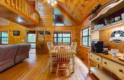 Mineral Bluff Cabin | Wooded dog-friendly cabin with games, firepit, screened porch, & private hot tub