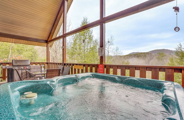 2-Tier Deck & Hot Tub: Quiet Sevierville Cabin