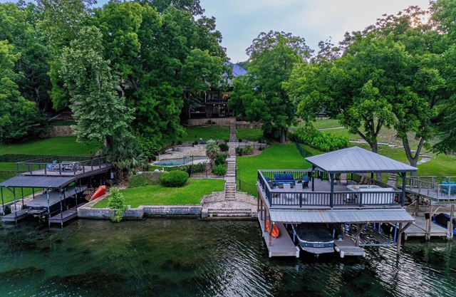 6BR Waterfront Escape with Pool, Dock, Hot Tub & Hill Country Views