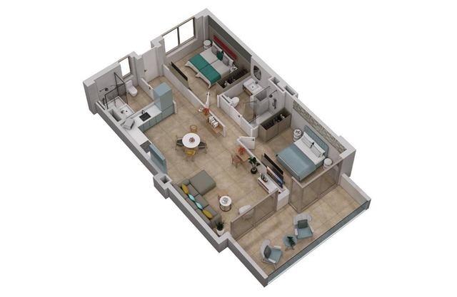 Apartment 2 bedroom | first floor | sea view