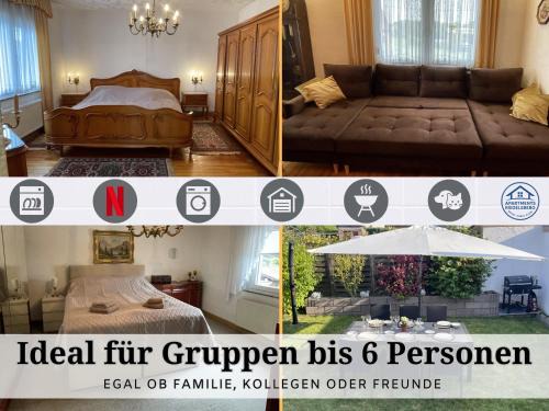 Apartment Rosie - Rustikal und top ausgestattet und ideal für Gruppen bis 6 Personen und Hund, egal ob Familie, Kollegen oder Freunde, 85qm mit Garten und eigener Garage