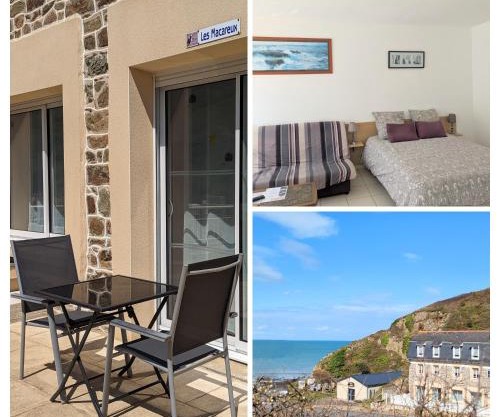 Appart' avec grande terrasse vue mer -50m plage et du sentier de randonnée