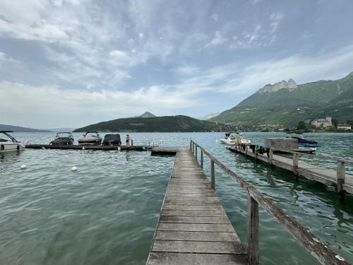 Appartement Le Beach du Lac d'Annecy avec les pieds dans l eau, plage et ponton privé