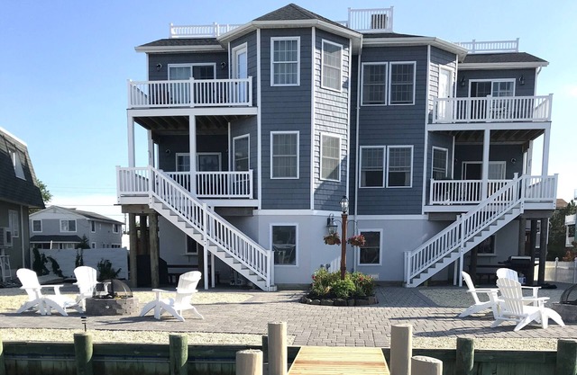 Bayfront with dock and fire pit, @ Harris Harbor, Beach Haven Park, LBI