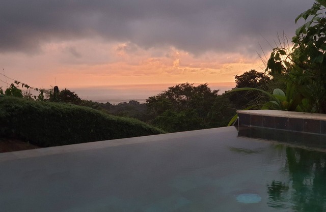 Bungalow with kitchen and infinity pool with ocean view, small BnB