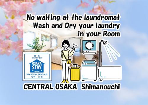 Central Osaka Shinsaibashi with Gas Dryer and Over 100 Inch Screen Projector Netflix