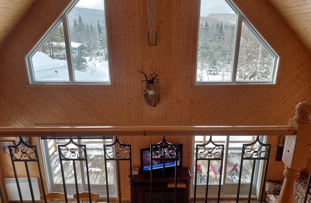 Chalet with year-round spa, wine, fireplace, located 2 minutes from the zec!