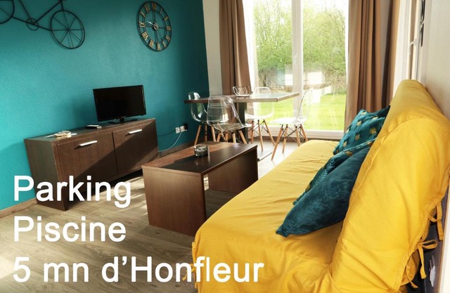 Charmant 2 pièces proche d Honfleur, piscine en saison, parking gratuit, Wifi