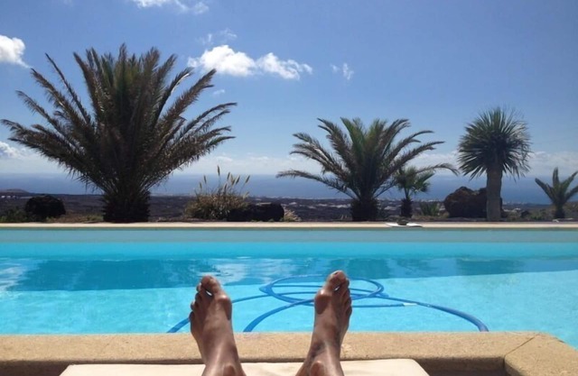 charming studio with fantastic sea views in a private villa and pool