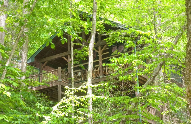 Cherokee Lodge-Pet Friendly, Luxury Log Cabin Rental, Hot Tub, 2 Fireplaces, Fishing- Nantahala NC.