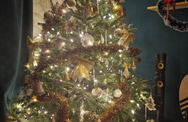 Cosy house decorated for the holidays