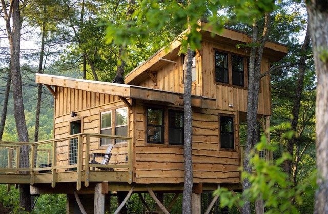 Custom Tajar Treehouse in Tuxedo Falls Resort with Private Waterfalls & Hiking