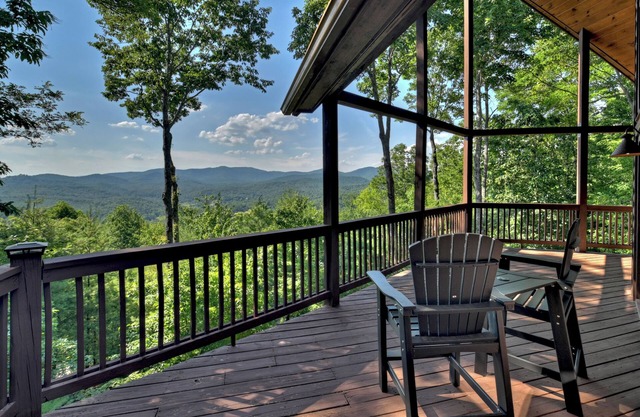 Eagle Ridge, is pet-friendly haven with a full fenced area and offers awe-inspiring mountain views, a bubbling hot tub, cozy outdoor fireplace, and reliable WiFi.