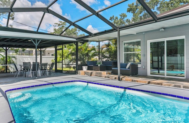 Elegant 4BR Family Retreat with Heated Pool This beautifully appointed home offers 4 spacious bedrooms, 2 modern bathrooms, AC, private pool and sleeps up to 10 guests in total comfort.