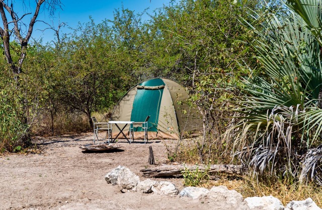 Empty campsite in natural farm between Maun and Moremi