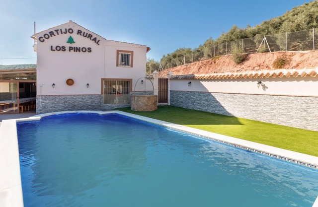 Enjoy a unique view of the countryside in this inviting vacation home with pool.