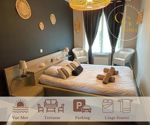 FACE MER grand T3 familial, parking gratuit