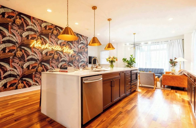 Fall rooftop decks, karaoke garage, skyline views near Broadway Nashville