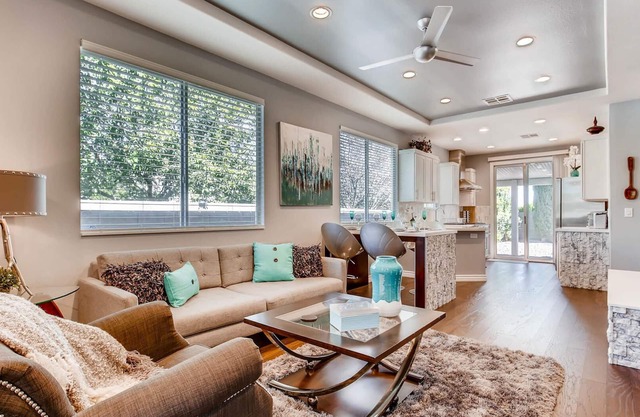 Freshly remodeled fully furnished home with 2 bds, 2 ba, and large office