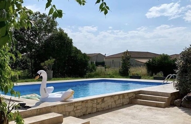 Green house with swimming pool