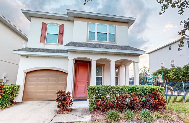 Home in a gated community with water view, private pool, lanai, AC, & W/D