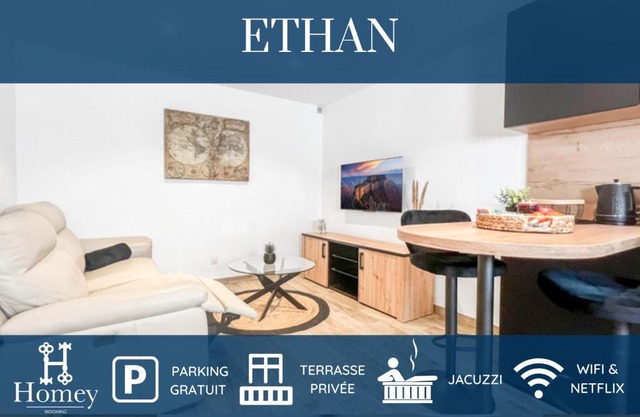 HOMEY ETHAN - Free Parking - Terrasse privée - Wifi et Netflix - Jacuzzi