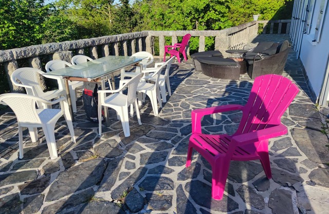 Huge terrace overlooking the lake and forest of huelgoat