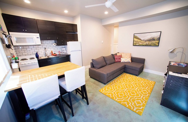 In Salida, a Modern Ground Floor Suite. Private, custom flagstone patio & yard.