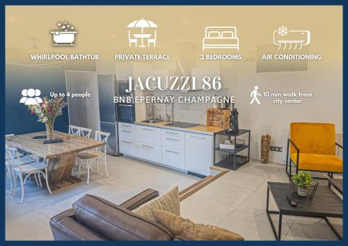Jacuzzi Terrasse 86 - Terrasse & Climatisation - 4 personnes - BnB Epernay