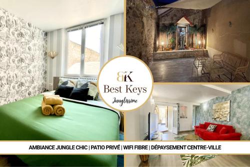 Junglissime - By BEST KEYS - Déco Jungle & Grand Patio Privé - 1 chambre séparée & 1 canapé convertible - Centre Ville - Smart TV - Machine à Café Nespresso - WiFi Fibre - Check-in Autonome - Parking Facile & Gratuit