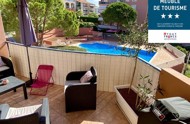 L'AMPHITHÉÂTRE, 3-room air-conditioned apartment, terrace, swimming pool & parking lot