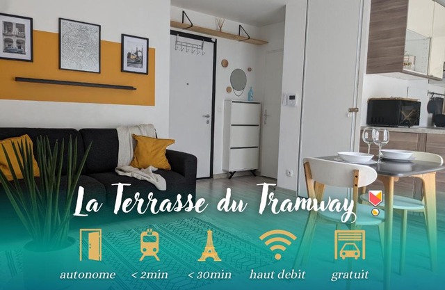 La Terrasse du tramway, Parking, 30min de Paris