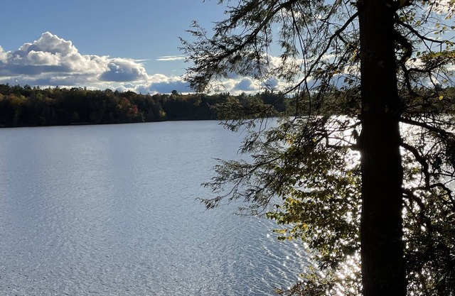 Lakefront house with large deck and private dock