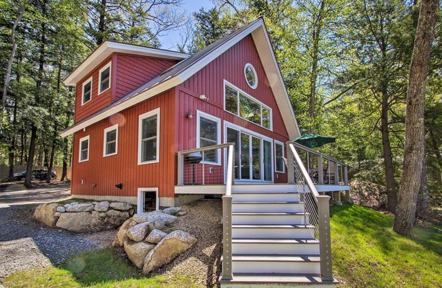 Lakefront Meredith Home: Private Beach & Fire Pit!