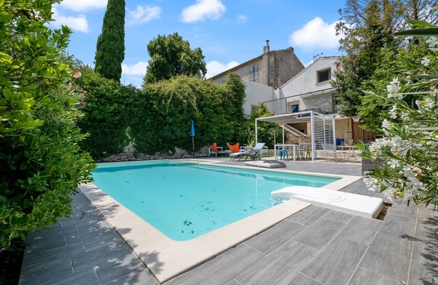 Large family villa with shaded terraces, garden and swimming pool.