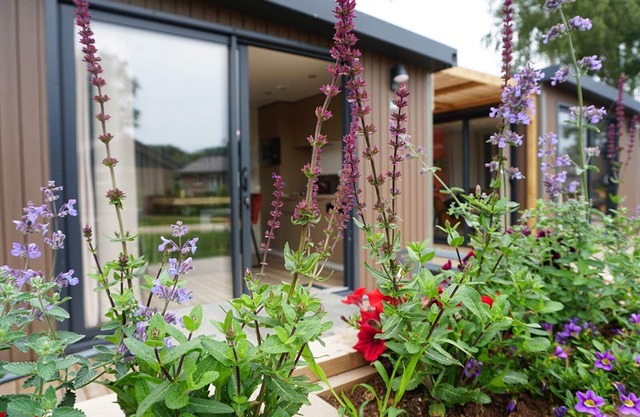 Luxury 2-person Hotel Lodge in the Veluwe with kitchenette, dishwasher, and hotel service. Discover nature & relaxation at Recreatiepark De Boshoek!