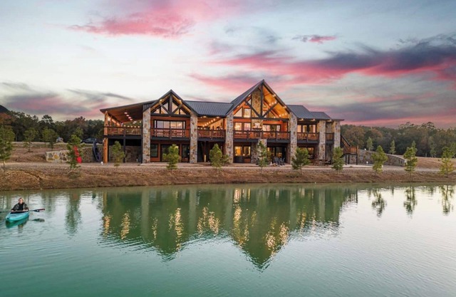 Luxury Lodge for 40 Guests Covered Event Patio Lakeside Escape on 70 Acres